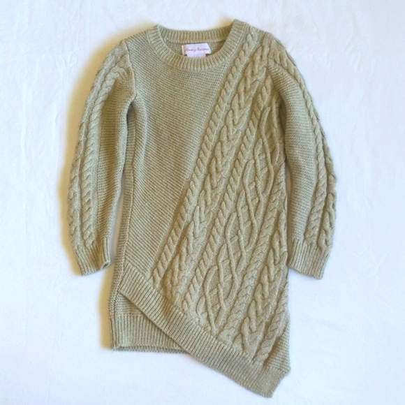 tommy bahama wool blend metallic gold cable knit sweater dress size 4 girls - Picture 1 of 7
